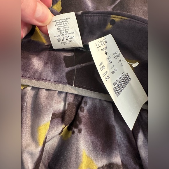 New J.CREW Belle Skirt Burnished Olive Green Purple Primrose Floral Print NWT - Picture 7 of 9